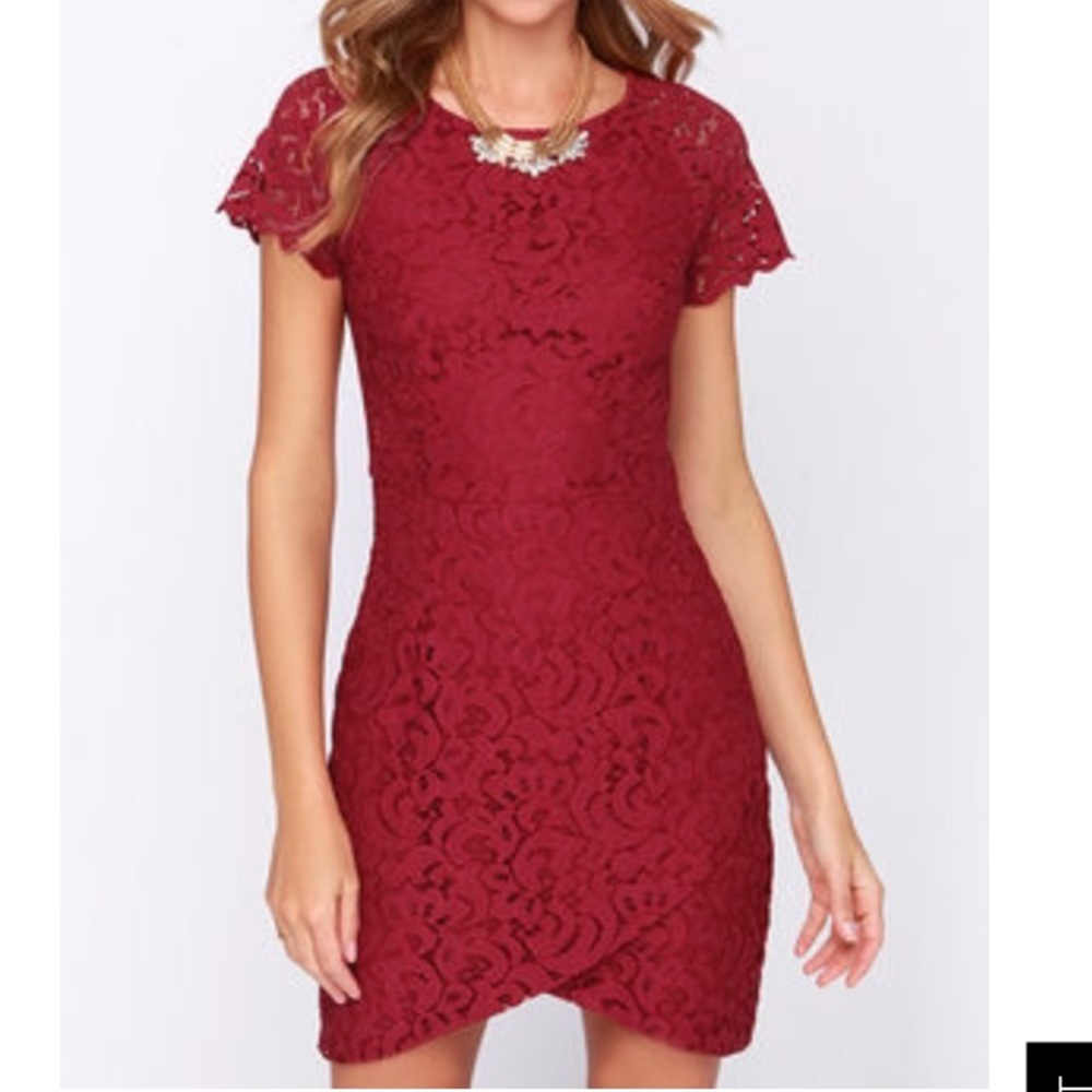 Wine Colored Lace Dress size medium sugar lips